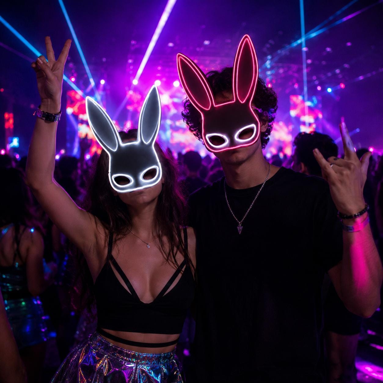 LED Rave Neon EL Wire Light Up Mask, Glowing Masquerade Mask, Halloween Costume Mask, Rave Party LED Face Mask, Carnival Party Luminous Mask
