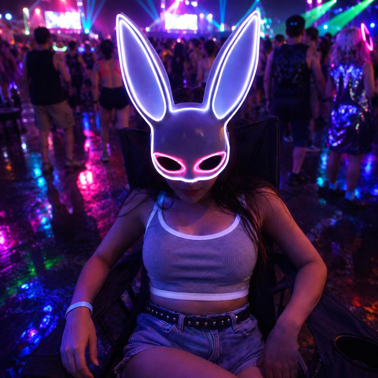 LED Rave Neon EL Wire Light Up Mask, Glowing Masquerade Mask, Halloween Costume Mask, Rave Party LED Face Mask, Carnival Party Luminous Mask