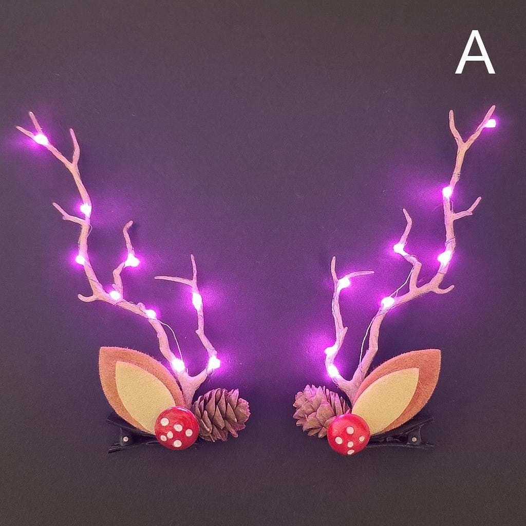 LED Elk Reindeer Headband for Women & Girls, Light Up Reindeer Antler Headwear,  Rave Party, Masquerade Party, Carnival Party, New Year Gift