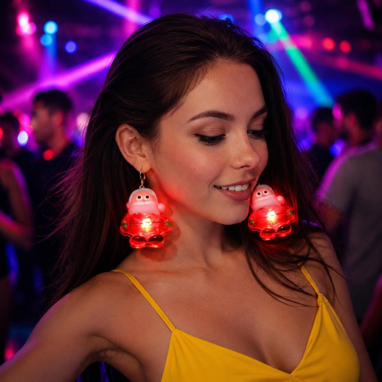 LED Christmas Dangle Earrings, Light Up Holiday Drop Earrings, Glowing Xmas Pendant Earrings for Women, Rave Party &  Masquerade Party
