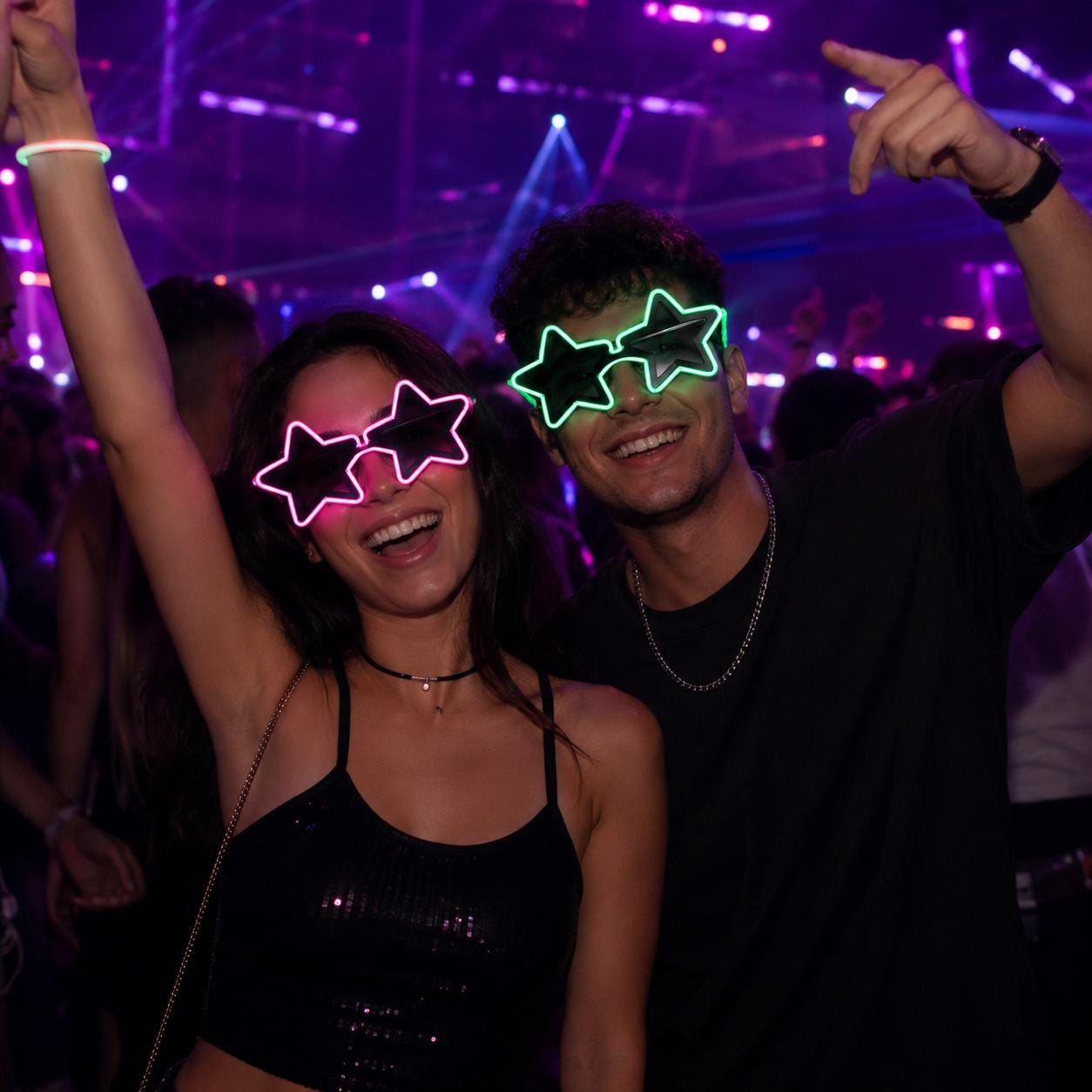 LED Light Up Star Shape Glasses, Glow in the Dark Party Glasses, Luminous Festival Eyewear for Rave Party, Masquerade Party & Carnival Party