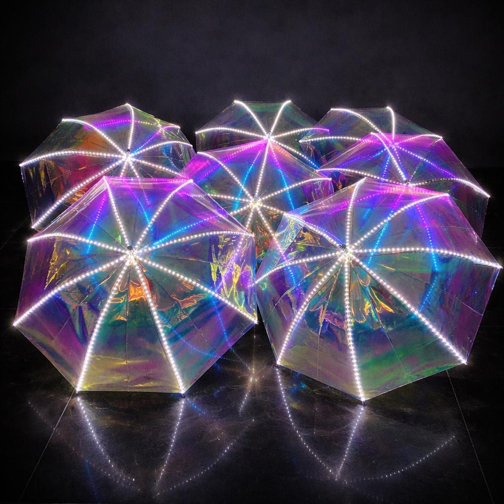 LED Light Up Laser Umbrella, Glow Festival Umbrella for Rave Party, Masquerade Party & Carnival Party, Stage Performance Prop, LED Umbrella