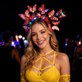 LED Light Up Butterfly Fascinator Headband, Glowing Bohemian Hair Hoop for Rave Party, Masquerade Party & Carnival Party,Butterfly Headpiece