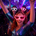 LED Heart Sunglasses, Light Up Heart Glasses for Women, Glowing Party Eyewear, Festival Heart Shades for Rave, Masquerade & Carnival Party