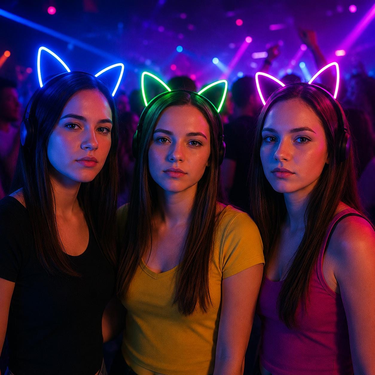 LED Glowing Cat Ear Headband, Light Up Festival Headwear For Rave, Masquerade & Carnival Party LED Cat Ears | LED Cat Ear Headband