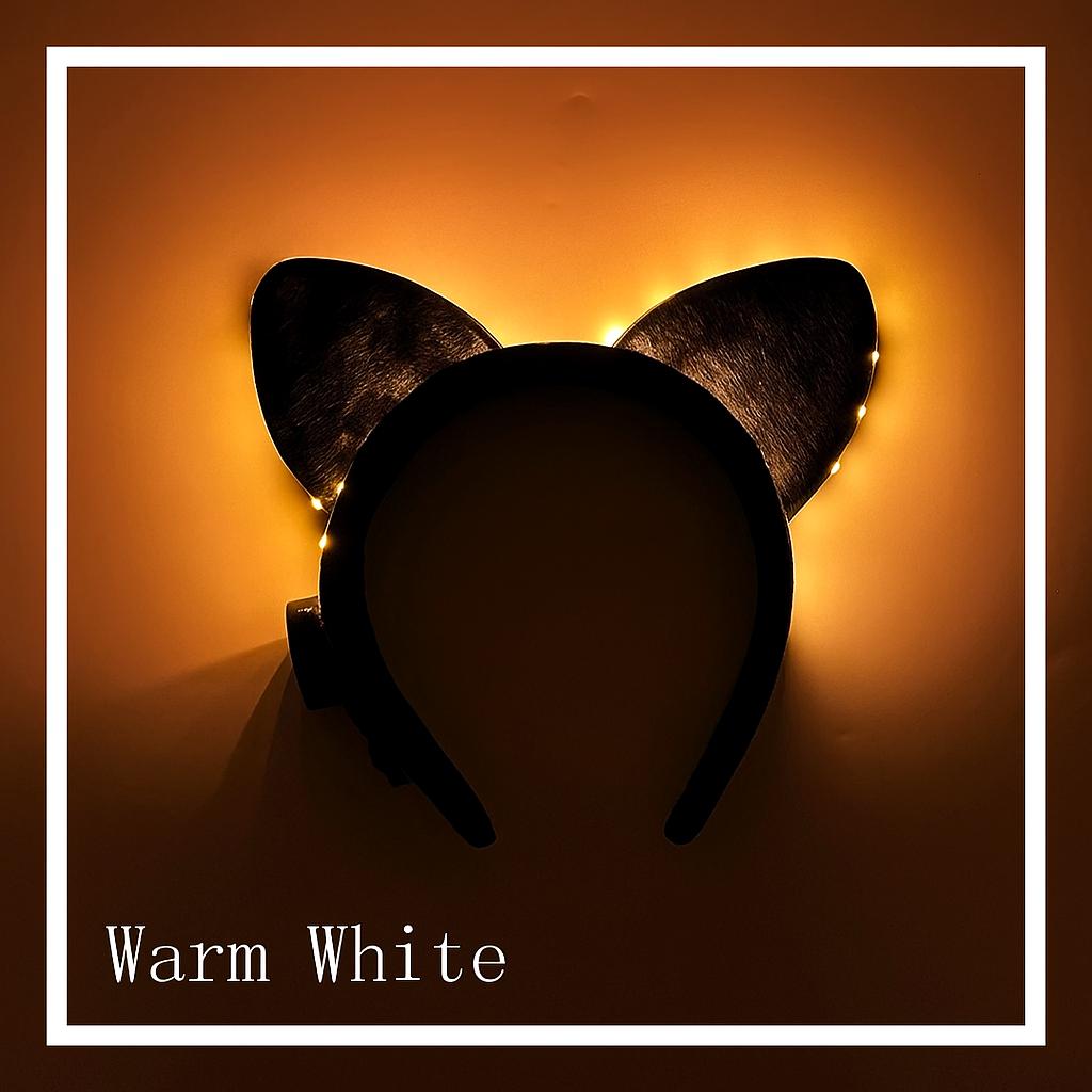 LED Light Up Cat Ear Headband, Festival Glow Hair Accessory For Rave Party, Masquerade & Carnival Party LED Ears | LED Rave Ears Headband