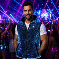 Men's LED Fiber Optic Luminous Vest, Light Up Festival Techwear Jacket For Rave, Masquerade & Carnival Party | LED Sleeveless Vest