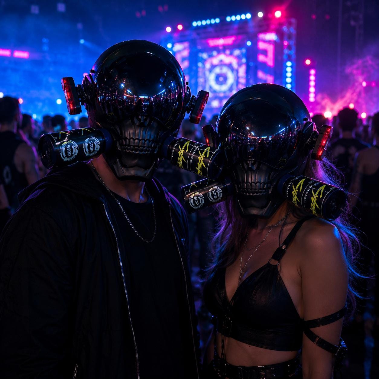 Cyberpunk Skull LED Mask, Glowing Halloween Cosplay Mask For Rave, Masquerade and Carnival Party Light-Up Face Mask, Rave Festival Mask