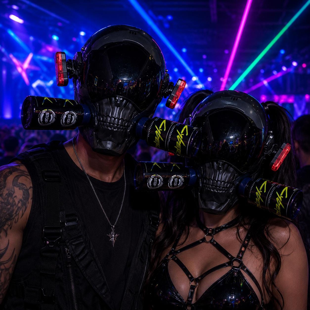 Cyberpunk Skull LED Mask, Glowing Halloween Cosplay Mask For Rave, Masquerade and Carnival Party Light-Up Face Mask, Rave Festival Mask