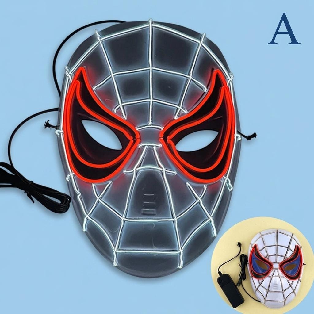 LED Luminous Full Face Halloween Mask, Cosplay Disguise Mask for Kids & Teens, Light Up Mask for Rave, Masquerade and Carnival Party | Masks