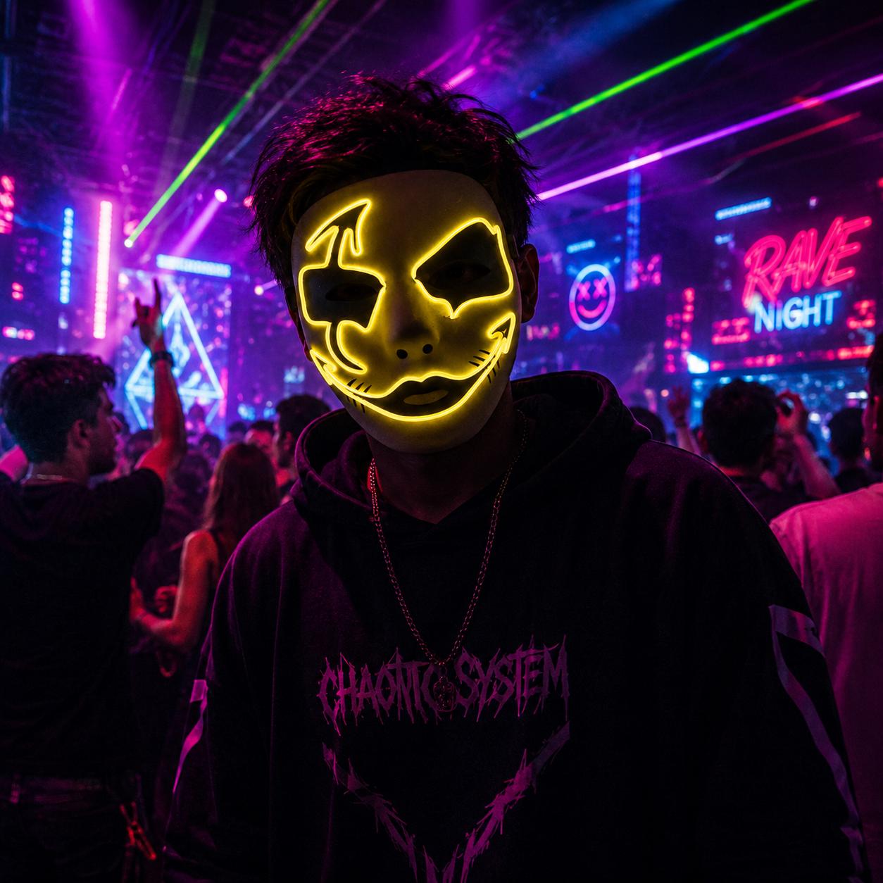 LED Neon Glow Face Mask, Light Up Festival Cosplay Arrow Mask, Luminous Rave Party Costume Mask For Rave, Masquerade & Carnival Party