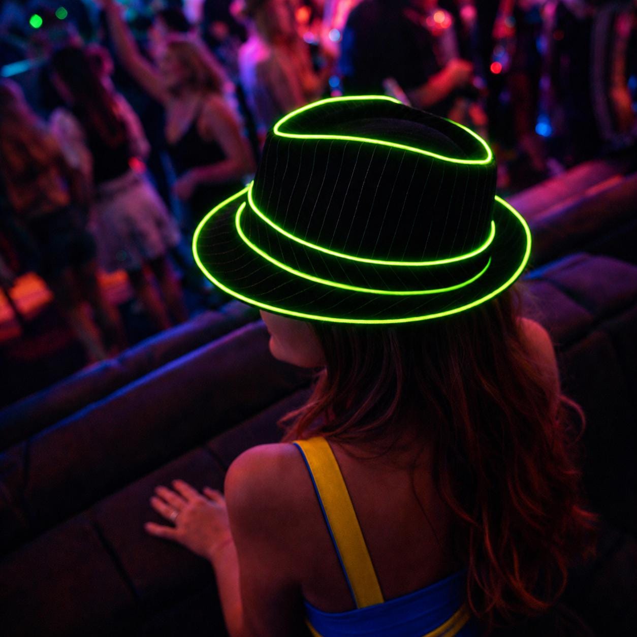 LED Light Up Top Hat for Unisex, Glowing Costume Hat, Luminous Party Hat for Rave, Masquerade & Carnival Party, LED Rave Party Hat