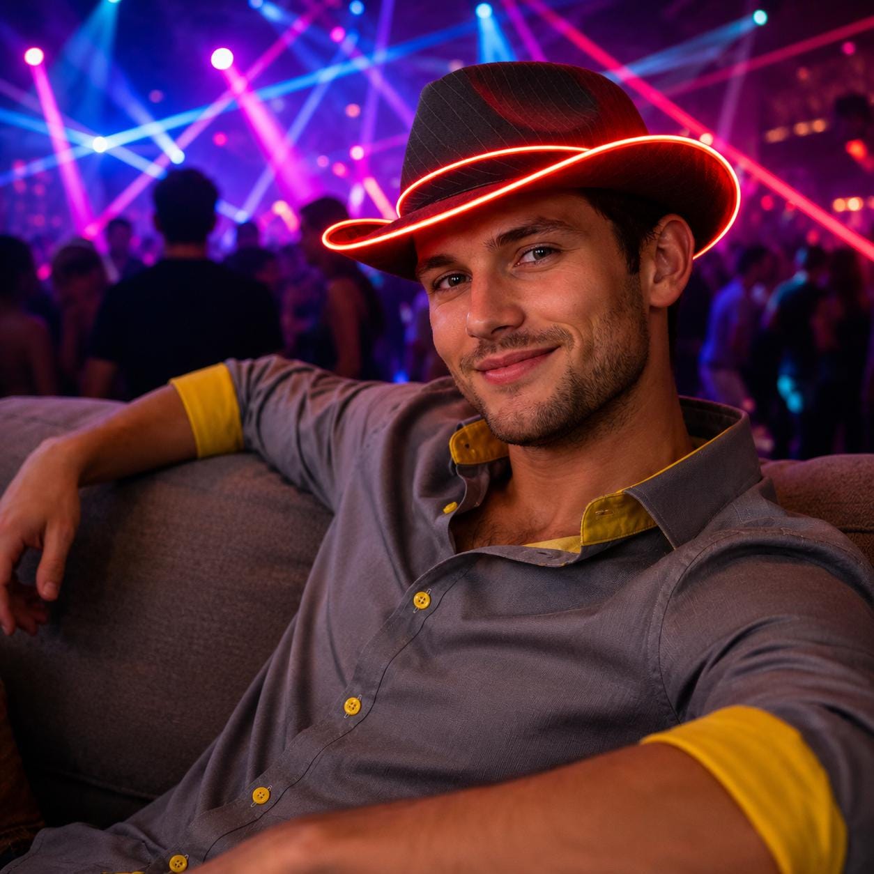 LED Light Up Top Hat for Unisex, Glowing Costume Hat, Luminous Party Hat for Rave, Masquerade & Carnival Party, LED Rave Party Hat