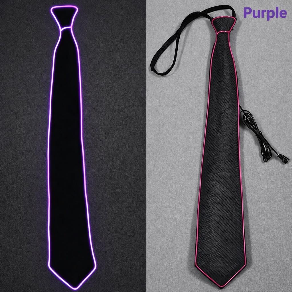 LED Light Up Tie for Men, Glowing Luminous Neck Tie, Festival Costume Tie Accessory for Rave, Masquerade & Carnival Party, Rave Party Tie