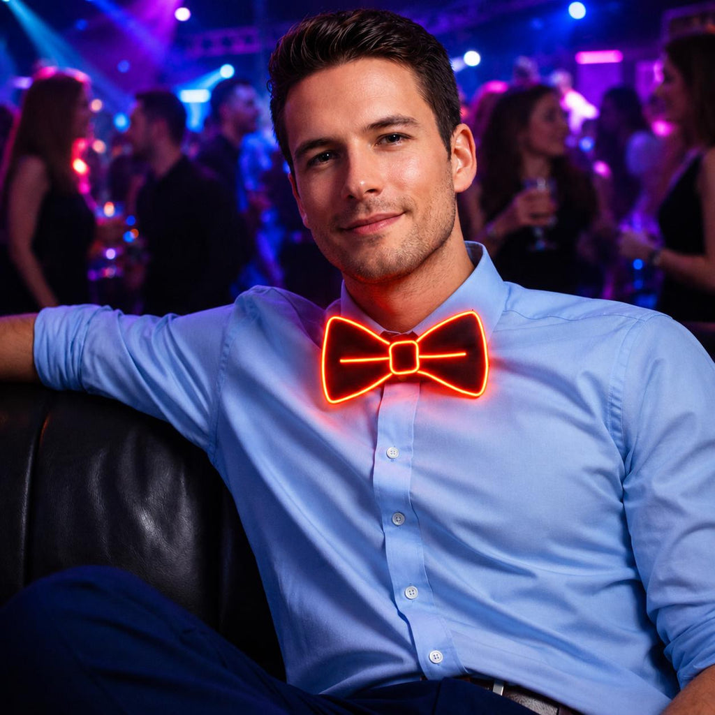 LED Light Up Bow Tie for Men, Glowing Luminous Bow Tie, Festival Costume Accessory for Rave, Masquerade & Carnival party,Night Party Bow Tie
