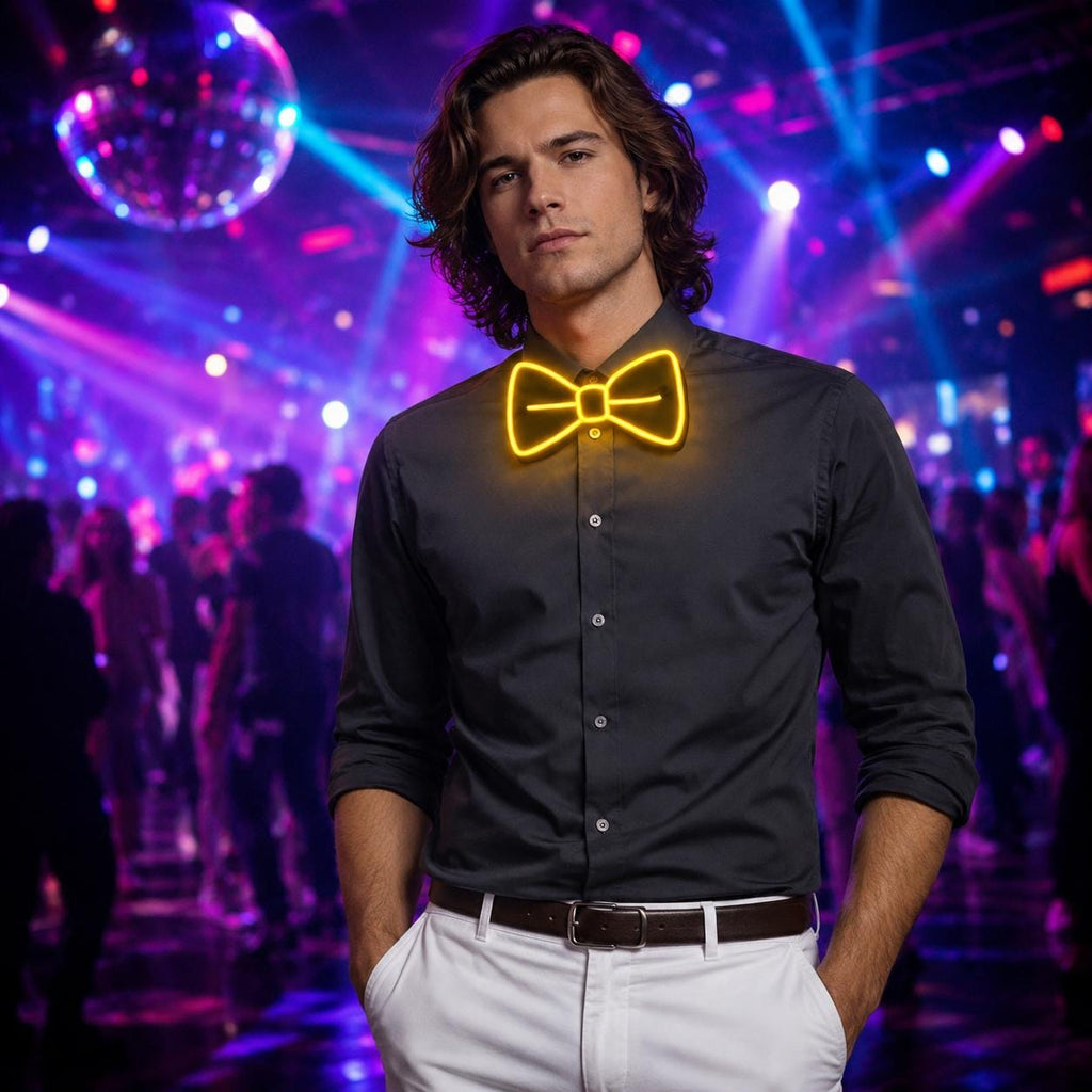 LED Light Up Bow Tie for Men, Glowing Luminous Bow Tie, Festival Costume Accessory for Rave, Masquerade & Carnival party,Night Party Bow Tie