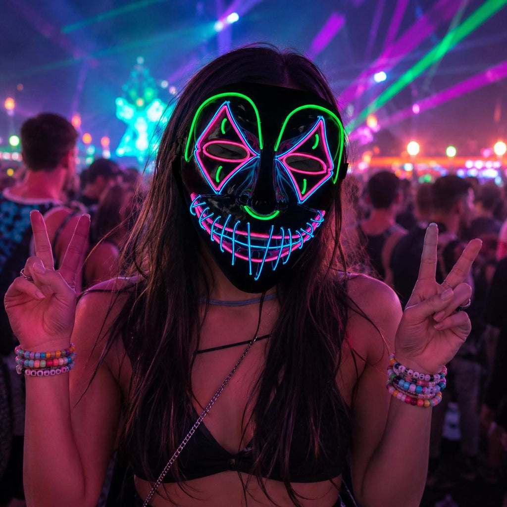LED Glowing Star Eyes Mask for Cosplay, Rave Party, Masquerade Party, Carnival Party, Halloween Costume Mask, Light Up Festival Mask