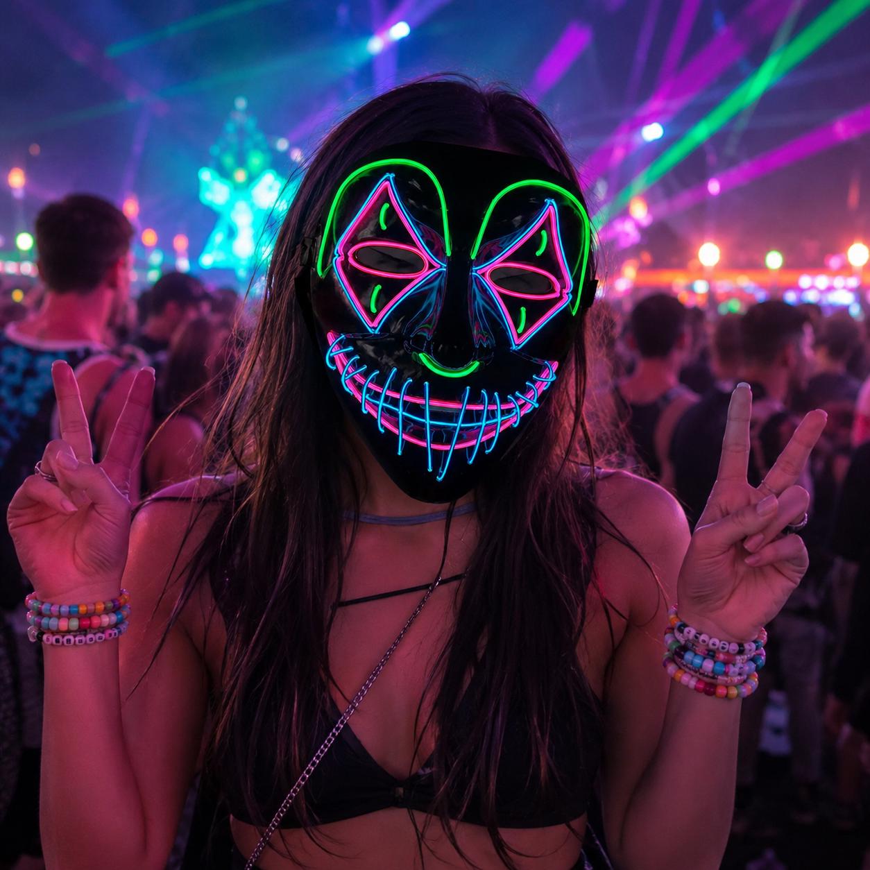 LED Glowing Star Eyes Mask for Cosplay, Rave Party, Masquerade Party, Carnival Party, Halloween Costume Mask, Light Up Festival Mask