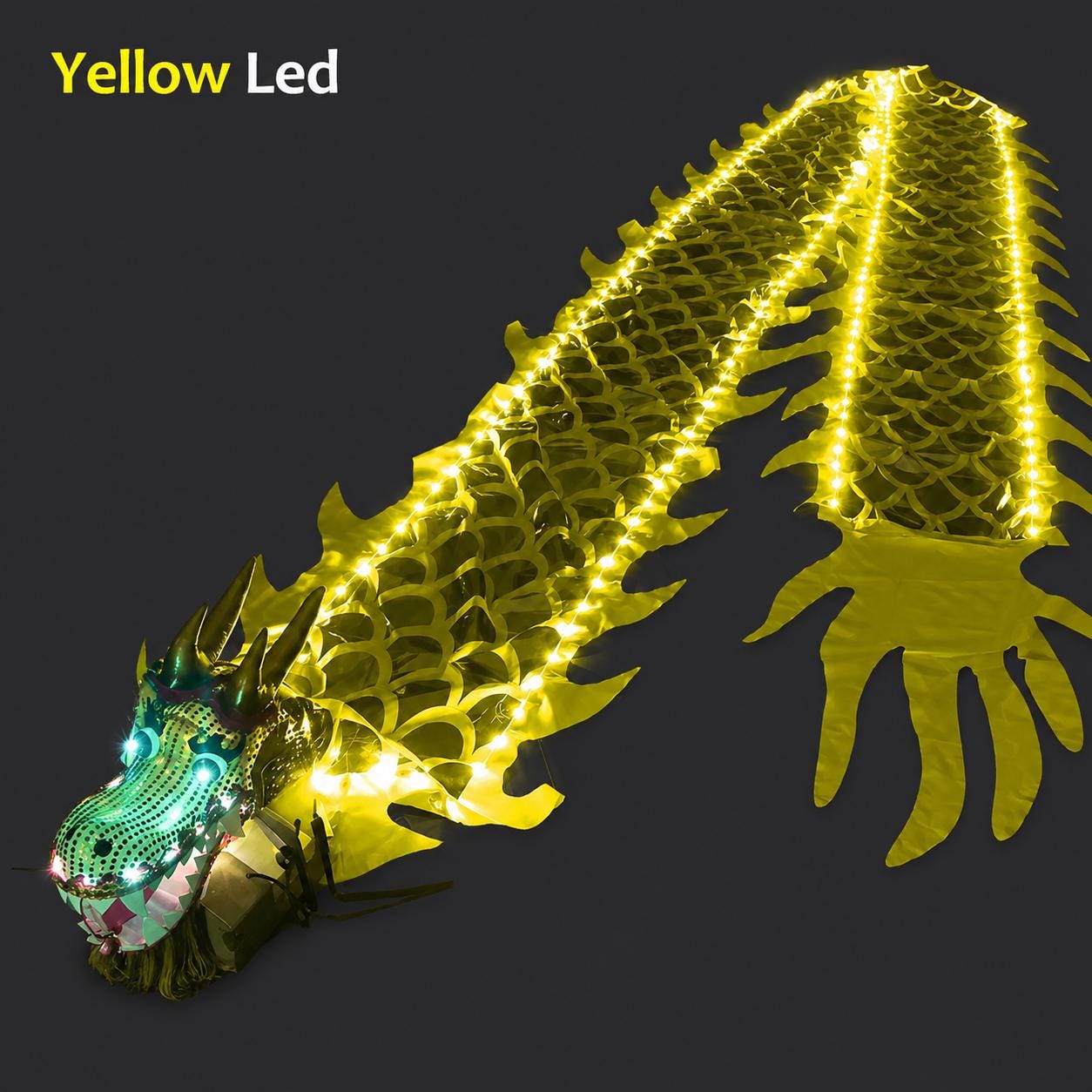 3D LED Glowing Dragon Poi Performance Prop, Light Up Dance Ribbon for Rave, Masquerade & Carnival Party, Festival Stage Dragon Dance Prop
