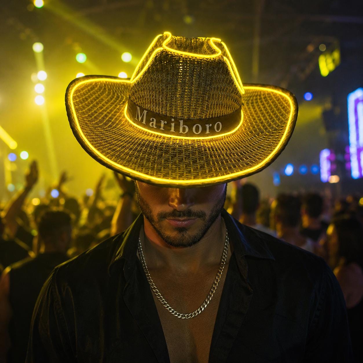 LED Light Up Cowboy Hat, Neon Western Cowgirl Hat for Rave, Masquerade & Carnival Party, Festival Costume Accessory, Beach Sun Hat for Adult