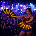 LED Glow Folding Hand Fan, Light Up Dance Fan Black, Fluorescent Party Fan For Rave, Masquerade & Carnival Party | LED Light Up Hand Fan