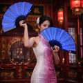 LED Light Up Folding Fan, Glowing Dance Hand Fan, Festival Performance Fan For Rave, Carnival & Masquerade Party, Fluorescent Night Club Fan