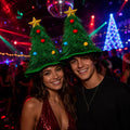 LED Light Up Christmas Tree Hat, Glowing Holiday Party Cap, Funny Ribbon Santa Style Hat, Xmas Costume Accessory For Rave & Halloween Party