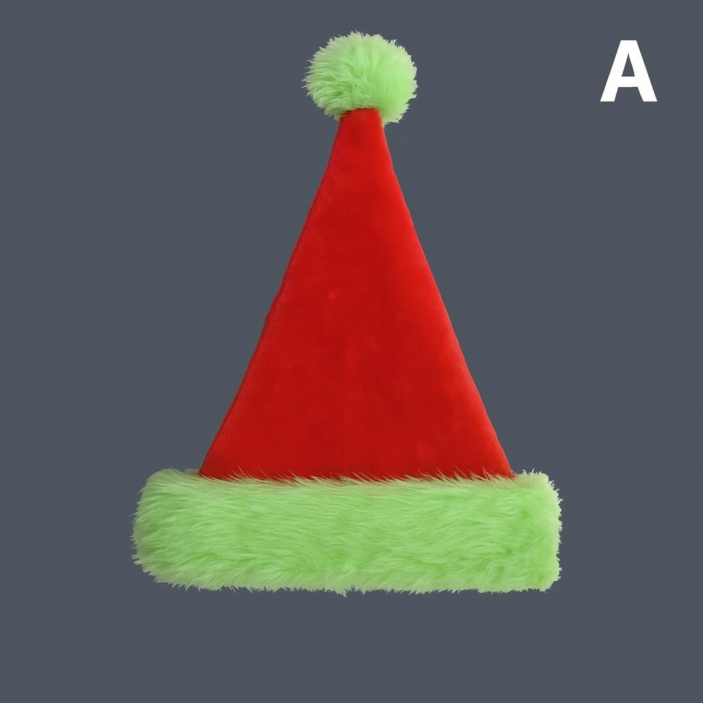 LED Light Up Christmas Santa Hat, Plush Red & Green Holiday Cap for Adults and Kids, Glowing Xmas Costume Cap For Rave and Christmas Party