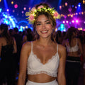 LED Rose Flower Crown Headband, Glowing Floral Hair Hoop for Rave Party, Masquerade Party & Carnival Party, Light Up Flower Wreath Headband