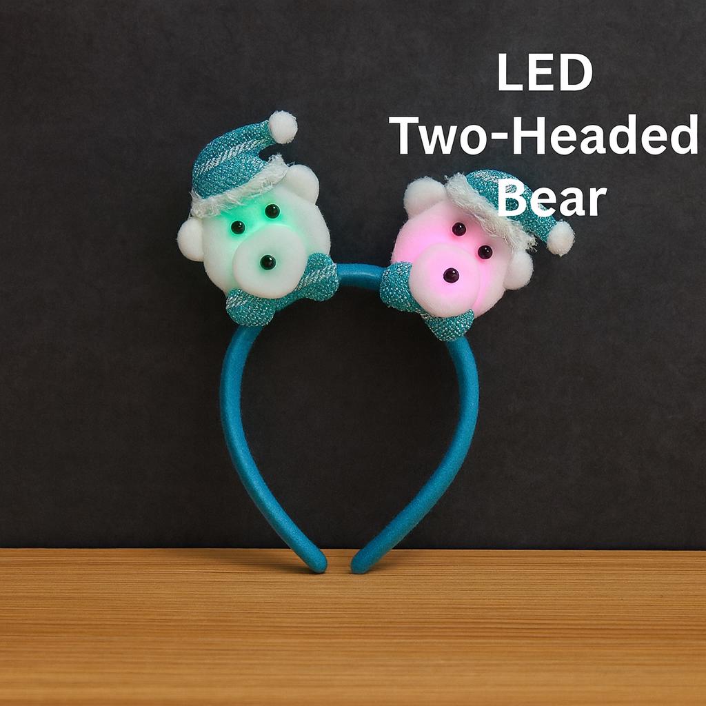 LED Christmas Reindeer Antler Headband, Light Up Santa Elk Horn Hairband, Glowing LED Party Headpiece For Rave, Masquerade & Carnival Party
