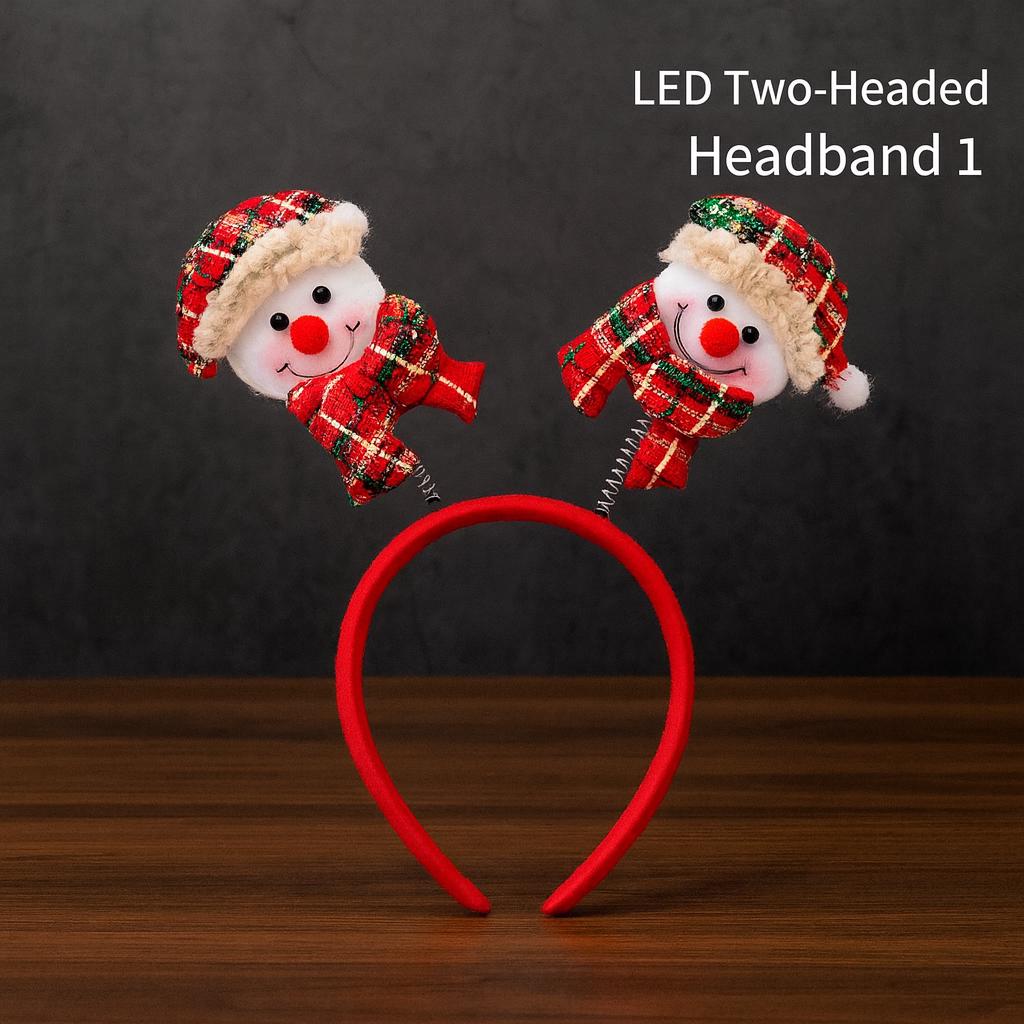 LED Christmas Reindeer Headband, Light Up Santa Headband, Glowing Hair Accessory, LED Party Headwear For  Rave, Masquerade & Carnival Party