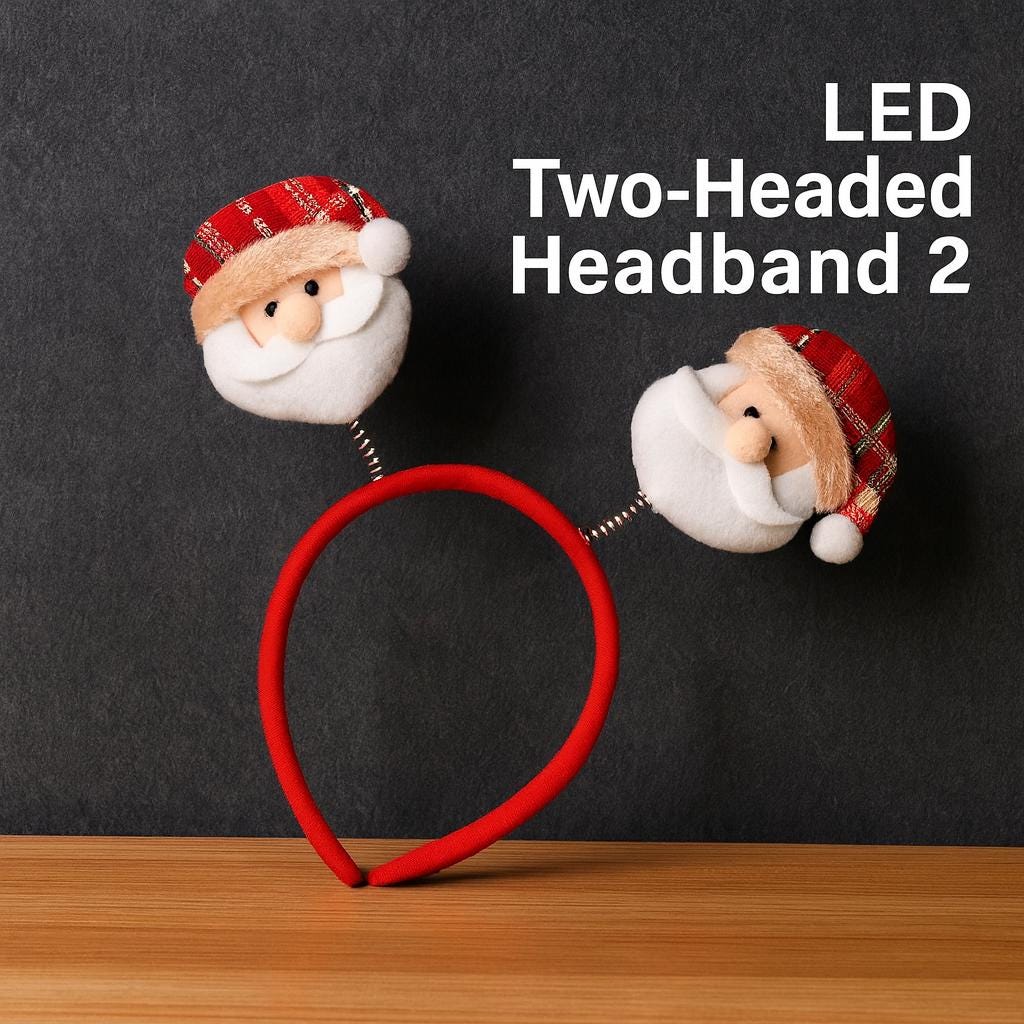 LED Christmas Reindeer Headband, Light Up Santa Headband, Glowing Hair Accessory, LED Party Headwear For  Rave, Masquerade & Carnival Party