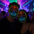 LED Glowing Skull Skeleton Mask, Halloween Horror Cosplay Face Mask, Light Up Mask for Rave, Masquerade & Carnival Party | LED Festival Mask