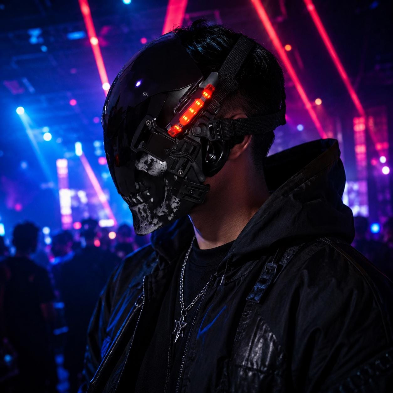 LED Cyberpunk Skull Mask for Cosplay, Rave Party, Masquerade Party, Carnival Party, Light Up Festival Costume Mask, Halloween Costume Prop