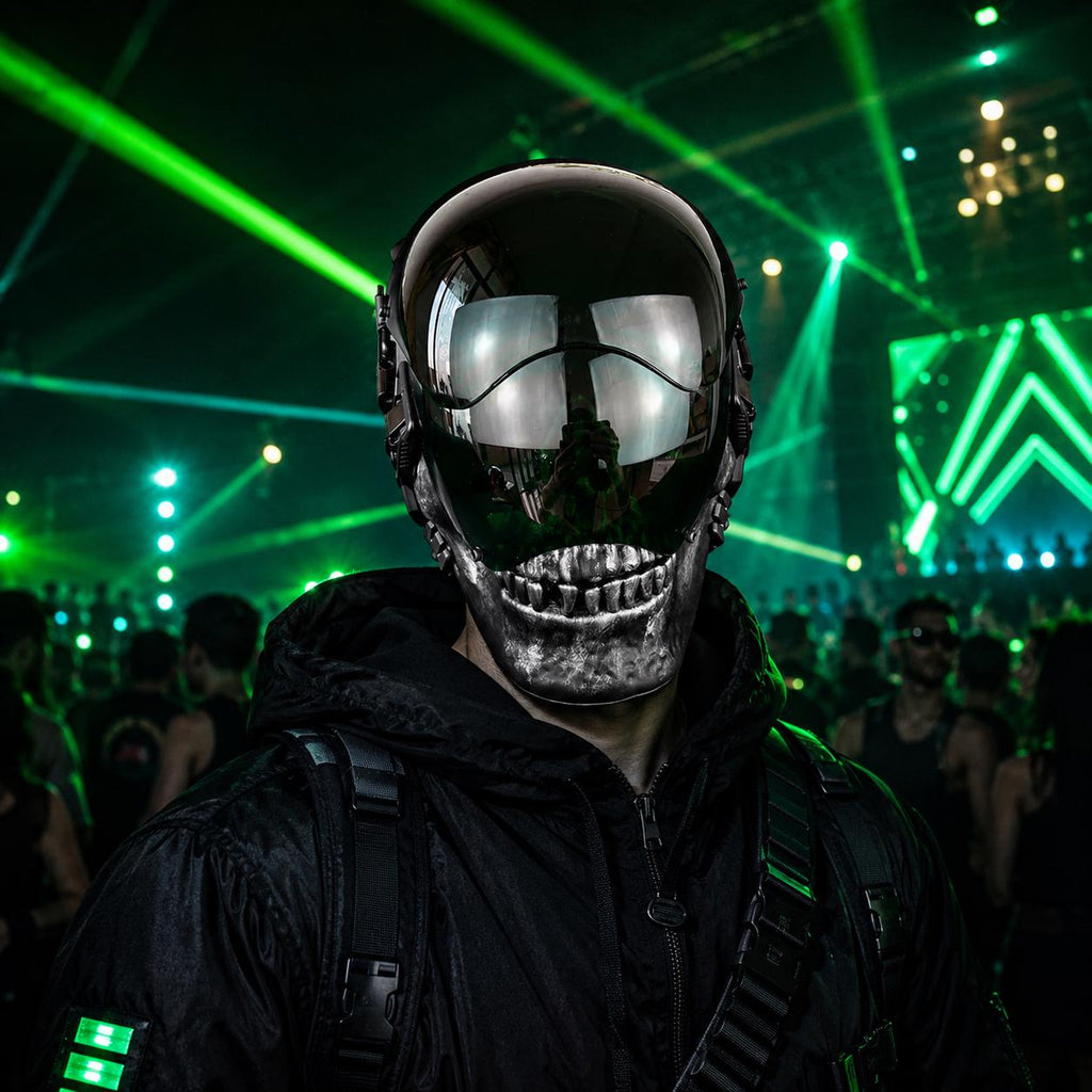 LED Cyberpunk Skull Mask for Cosplay, Rave Party, Masquerade Party, Carnival Party, Light Up Festival Costume Mask, Halloween Costume Prop