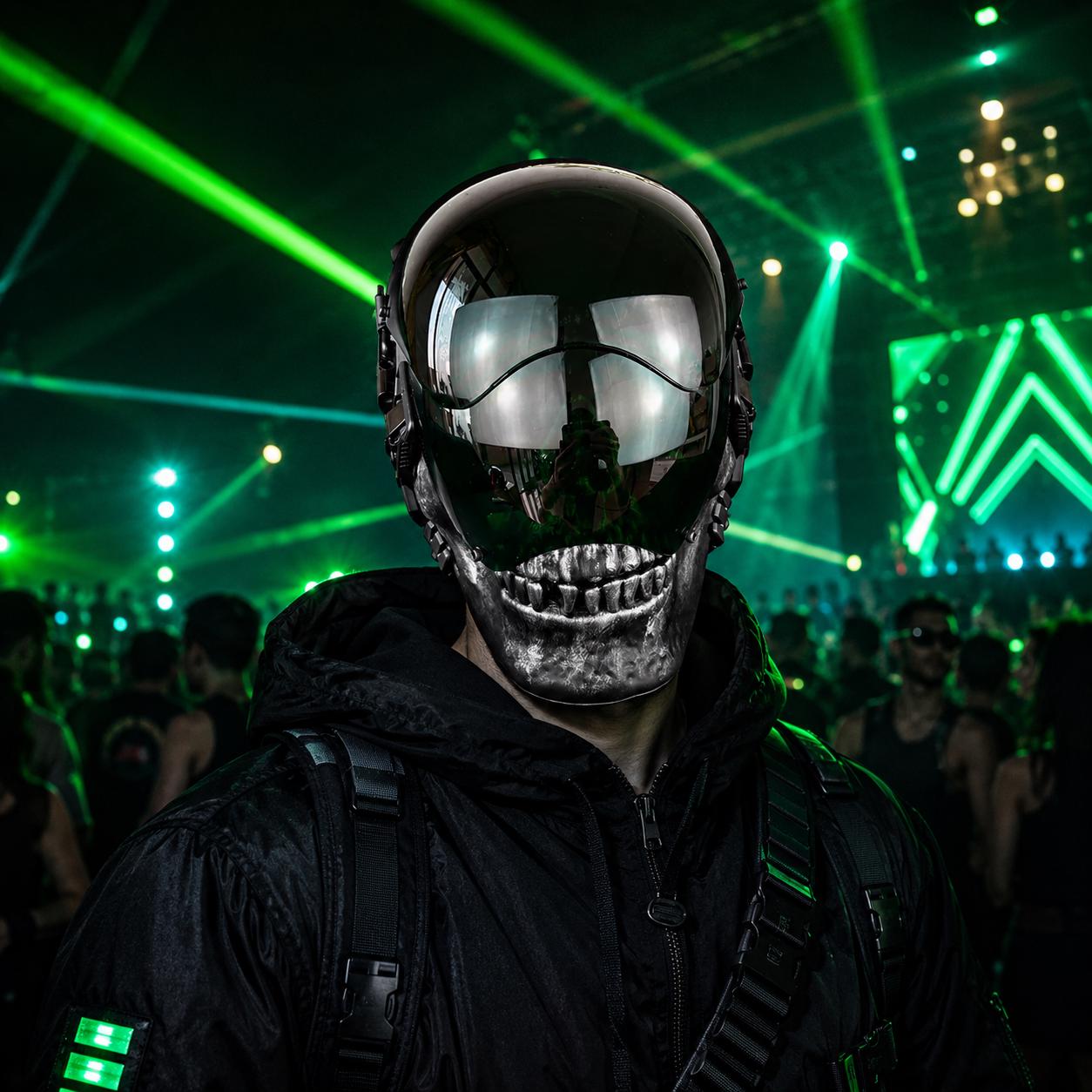 LED Cyberpunk Skull Mask for Cosplay, Rave Party, Masquerade Party, Carnival Party, Light Up Festival Costume Mask, Halloween Costume Prop