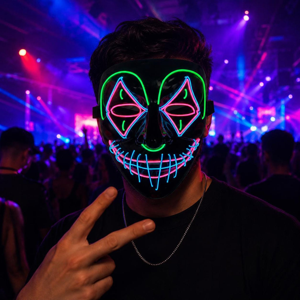 LED Glowing Star Eyes Mask for Cosplay, Rave Party, Masquerade Party, Carnival Party, Halloween Costume Mask, Light Up Festival Mask