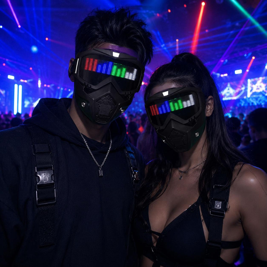Programmable LED Cyberpunk Mask with App Control, Light Up Cosplay Mask for Rave, Masquerade & Carnival Party, Sci-Fi Festival Costume Mask