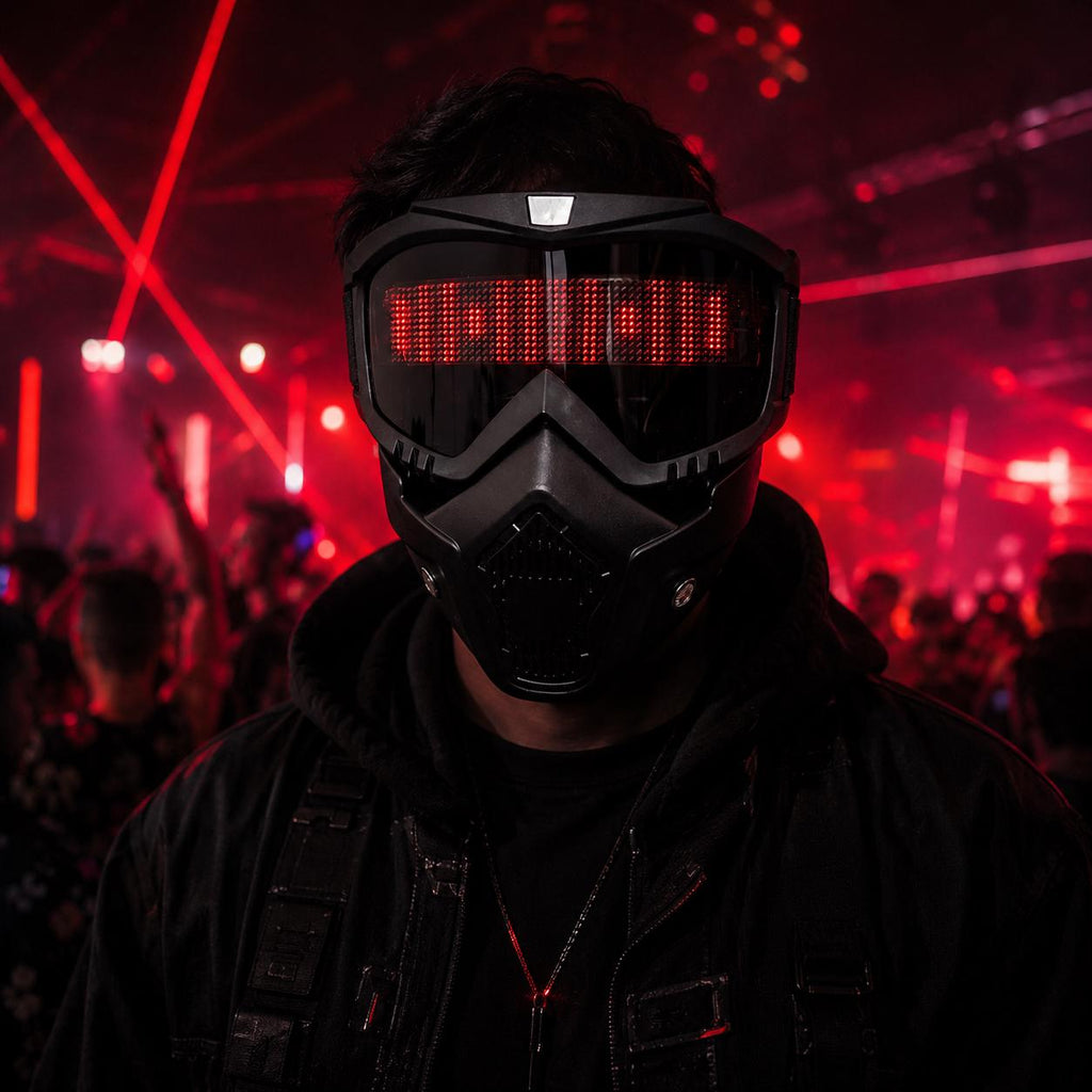 Programmable LED Cyberpunk Mask with App Control, Light Up Cosplay Mask for Rave, Masquerade & Carnival Party, Sci-Fi Festival Costume Mask