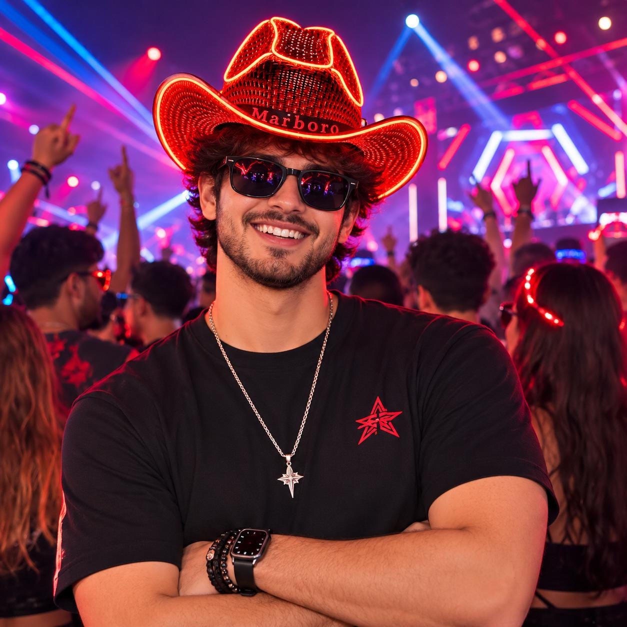 LED Light Up Cowboy Hat, Neon Western Cowgirl Hat for Rave, Masquerade & Carnival Party, Festival Costume Accessory, Beach Sun Hat for Adult