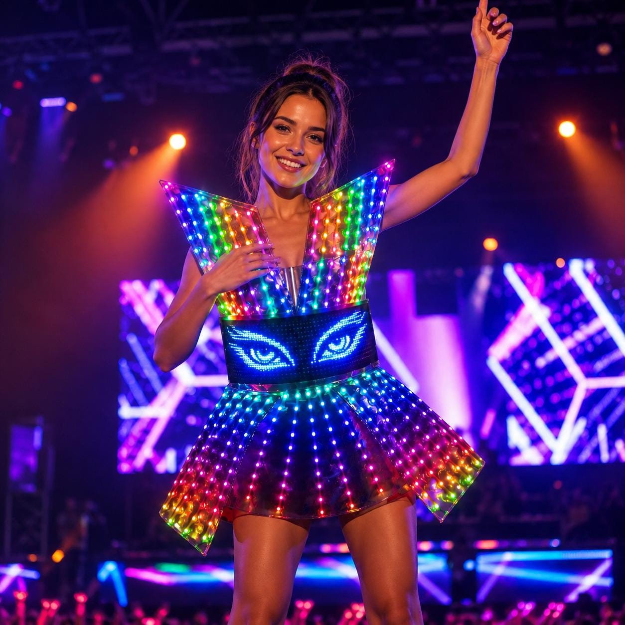 LED Mirror Dress Women Light Up Stage Costume Shiny Glow Outfit for Rave, Masquerade & Carnival Party, Birthday Nightclub Performance Outfit